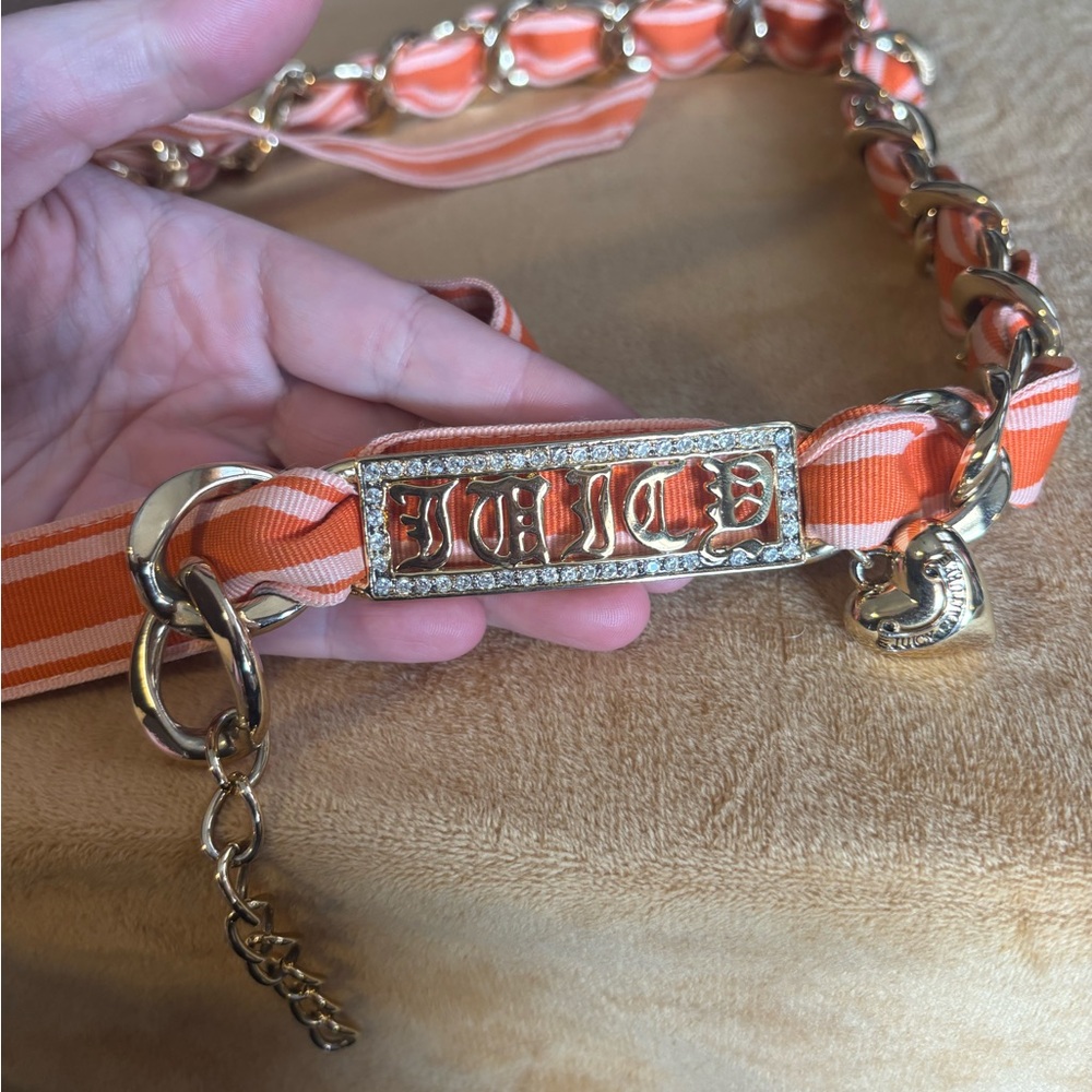 Juicy Couture Striped Orange and Gold Belt - Picture 2 of 4